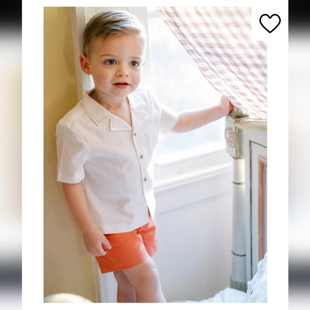 Edgehill Collection Little Boys Arlo Camp Collar Short Sleeve Woven & Shorts Set - Picture 4 of 11